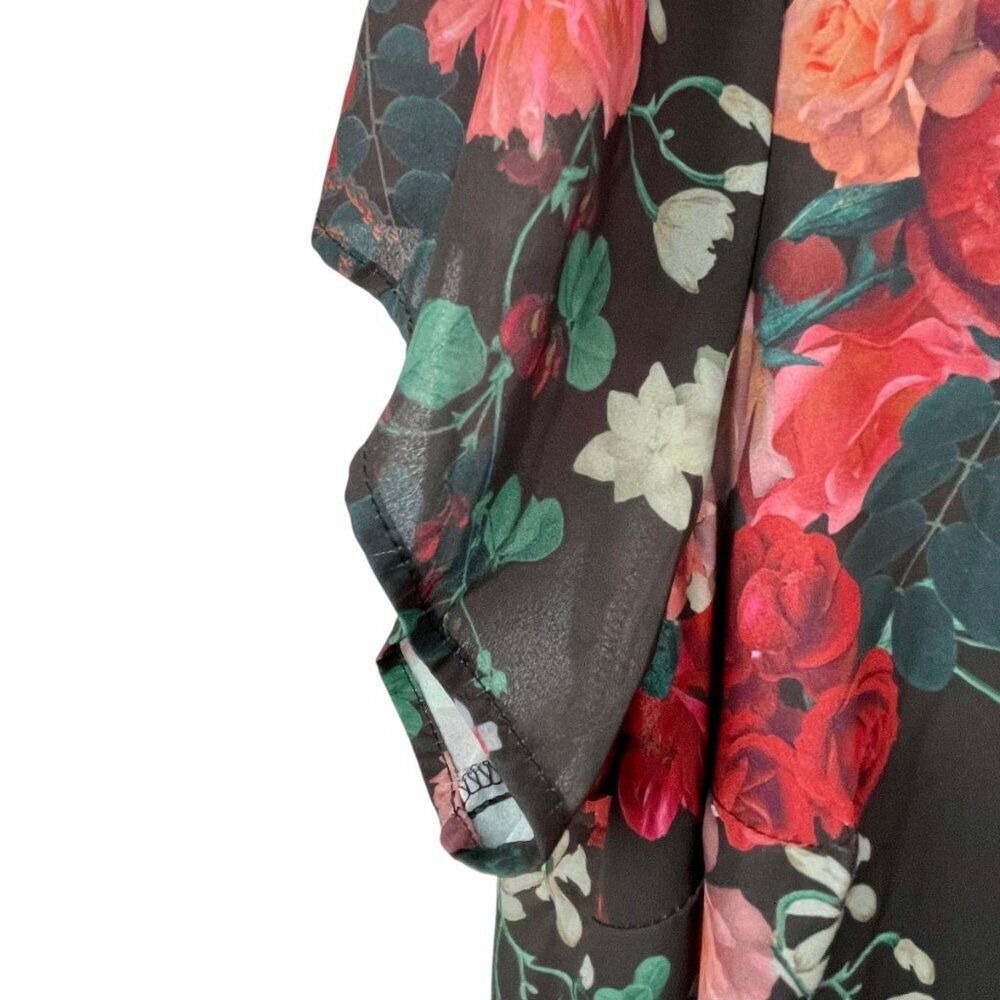 Torrid Black Floral Hi-Lo Tunic Flutter Sleeve V-Neck Size 2X - Picture 7 of 15